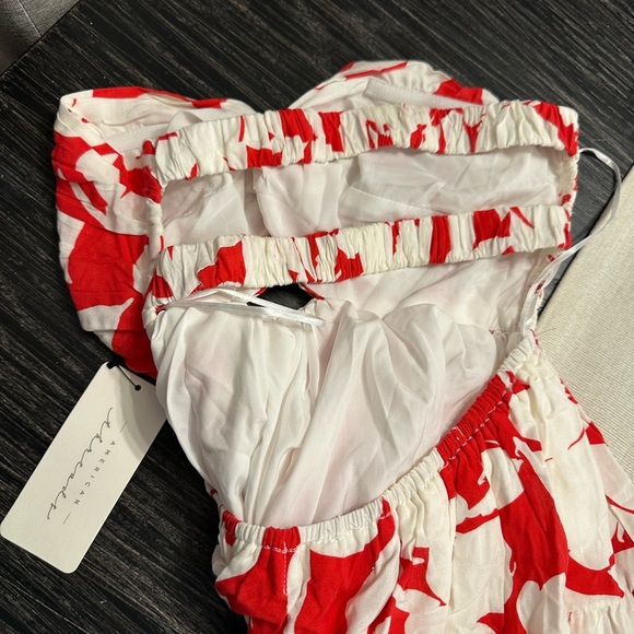 American Threads Lilo Strapless Maxi Dress in Red Floral, Size Medium - Picture 6 of 12